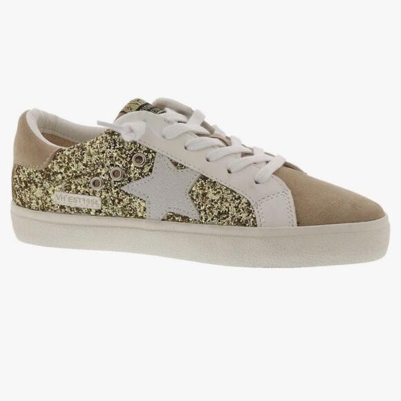 Vintage Havana Shoes - Vintage Havana Thea Gold Glitter Women’s Size 6 Suede Casual Sneakers